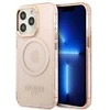 Guess GUHMP13XHTCMP Apple iPhone 13 Pro Max 6,7″ rožinės spalvos kietas dėklas Gold Outline Translucent MagSafe