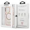Apple iPhone 13 Pro Max Guess Dėklas Gold Outline Translucent MagSafe (GUHMP13XHTCMP) rožinės spalvos