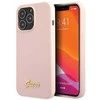 Guess GUHCP13XLSLMGLP Apple iPhone 13 Pro Max 6.7″ light rožinės spalvos kietas dėklas Silicone Script Gold Log