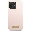 Apple iPhone 13 Pro Max Guess Dėklas silikoninis Logo Plate MagSafe (GUHMP13XSPLP) rožinės spalvos
