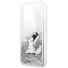 Karl Lagerfeld KLHCP13XGCFS Apple iPhone 13 Pro Max 6,7″ sidabrinis kietas dėklas Liquid Glitter Choupette F