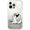 Apple iPhone 13 Pro Max Karl Lagerfeld dėklas Liquid Glitter Choupette Fun (KLHCP13XGCFS) sidabrinės spalvos