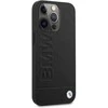 BMW BMHMP14SSLLBK Apple iPhone 14 / 15 / 13 6.1″ juodos spalvos kietas dėklas Signature Logo Imprint Magsafe