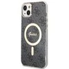 Guess Rinkinys GUBPP14SH4EACSK Dėklas+ Įkroviklis Apple iPhone 14 / 15 / 13 6,1″ juodos spalvos kietas dėklas 4G Print M