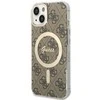 Guess telefono dėklas iPhone 14 6,1 GUHMP14SP4RPSW ruda hartelefono dėklas Magsafe 4G Printed Stripes