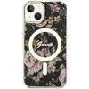 Guess GUHMP14SHCFWSK Apple iPhone 14 / 15 / 13 6.1″ juodos spalvos kietas dėklas Flower MagSafe
