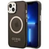 Guess GUHMP14SHTCMK Apple iPhone 14 / 15 / 136.1" dėklas telefonui juodos spalvos hard case Gold Outline Translucent MagSafe
