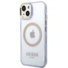 Apple iPhone 14 Guess Dėklas Gold Outline Translucent MagSafe (GUHMP14SHTCMU) violetinės spalvos