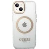 Guess GUHMP14SHTRMD Apple iPhone 14 / 15 / 13 6.1″ auksinis kietas dėklas Metal Outline Magsafe