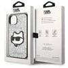 Karl Lagerfeld KLHCP14SG2CPS Apple iPhone 14/ 15 / 13 6,1″ sidabrinis kietas dėklas Glitter Choupette Patch