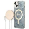 Guess Rinkinys GUBPP14MH4EACSB Dėklas+ Įkroviklis Apple iPhone 14 Plus / 15 Plus 6.7″ mėlynas kietas dėklas 4G
