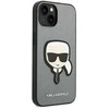 Karl Lagerfeld KLHCP14MSAPKHG Apple iPhone 14 Plus / 15 Plus 6,7″ sidabrinis kietas dėklas Saffiano Karl`s H