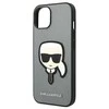 Karl Lagerfeld KLHCP14MSAPKHG Apple iPhone 14 Plus / 15 Plus 6,7″ sidabrinis kietas dėklas Saffiano Karl`s H