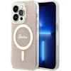 Guess GUHMP14LH4STP Apple iPhone 14 Pro 6.1″ rožinės spalvos kietas dėklas 4G MagSafe