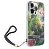 Dėklas GUESS kietas gėlių dirželis GUOHCP14LHFLSB galinis dangtelis, Apple, iPhone 14 Pro, Mėlyna, 6,1 "