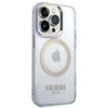 Guess dėklas iPhone 14 Pro 6,1 GUHMP14LHTCMU violetinė HC Magsafe Gold Outline Translucent