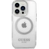 Apple iPhone 14 Pro Guess Dėklas Metal Outline Magsafe (GUHMP14LHTRMS) sidabrinės spalvos