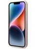 Guess GUHCP14LSLTGP iPhone 14 Pro 6,1 colio eilinis/rožinis kietas dėklas, silikoninis trikampis