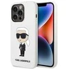 Apple iPhone 14 Pro Karl Lagerfeld dėklas Silicone Ikonik (KLHCP14LSNIKBCH) baltos spalvos