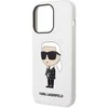 Apple iPhone 14 Pro Karl Lagerfeld dėklas Silicone Ikonik (KLHCP14LSNIKBCH) baltos spalvos