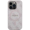 Guess GUHMP14XG4GFRP Apple iPhone 14 Pro Max 6.7" rožinės spalvos dėklas 4G Collection Leather Metal Logo Mag