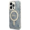 Apple iPhone 14 Pro Max Guess dėklas 4G Print MagSafe + Belaidis Įkroviklis (GUBPP14LH4EACSB) mėlynos spalvos