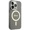 Apple iPhone 14 Pro Max Guess dėklas Glitter Gold MagSafe (GUHMP14XHCMCGK) juodos spalvos