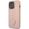 Guess GUHCP14XPSATLP Apple iPhone 14 Pro Max 6,7″ rožinės spalvos kietas dėklas SaffianoTriangle Logo