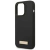 Apple iPhone 14 Pro Max Guess Dėklas silikoninis Logo Plate MagSafe juodos spalvos