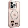 Apple iPhone 14 Pro Max Karl Lagerfeld dėklas Karl & Choupette Aliuminio Magsafe (KLHMP14XHKCP) rožinės spalvos