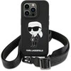 Karl Lagerfeld KLHCP15SSCBSKNK Apple iPhone 15/ 14 / 13 6.1″ kietas dėklas juodos spalvos Crossbody Silicone Ikon