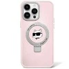 Karl Lagerfeld KLHMP15SHMRSCHP Apple iPhone 15/ 14 / 13 6.1″ rožinės spalvos kietas dėklas Ring Stand Choupette Head