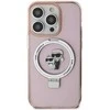 Apple iPhone 15 Karl Lagerfeld dėklas Ring Stand Karl&amp;Choupettte MagSafe (KLHMP15SHMRSKCP) rožinės spalvos