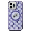 Apple iPhone 15 Karl Lagerfeld IML Monogram Karl&amp;Choupette Head MagSafe (KLHMP15SHMCKMHU) dėklas telefonui violetinės spalvos