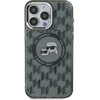 Apple iPhone 15 Karl Lagerfeld IML Monogram Karl&amp;Choupette Head MagSafe (KLHMP15SHMCKMHK) dėklas telefonui juodos spalvos
