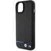 Dėklas BMW BMHCP15M22NBCK Apple iPhone 15 Plus / 14 Plus 6.7″ juodos spalvos Leather Carbon