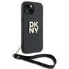 DKNY DKHCP15MPBSWSK Apple iPhone 15 Plus 6.7 colio juodos spalvos kietas dėklas su riešo dirželiu ir standartiniu logotipu