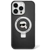 Apple iPhone 15 Plus Karl Lagerfeld dėklas Ring Stand Karl Head MagSafe (KLHMP15MHMRSKHK) juodos spalvos