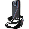 Dėklas BMW BMHCP15L23PSVTK Apple iPhone 15 Pro 6.1″ juodos spalvos hardcase M Edition Carbon Tricolor Lines & Strap