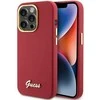 Apple iPhone 15 Pro Guess dėklas Silicone Script Metal Logo & Frame (GUHCP15LSMBSLM) raudonos spalvos