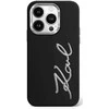 Apple iPhone 15 Pro Karl Lagerfeld dėklas Silicone Metal Script Logo (KLHCP15LSCMSMVK) juodos spalvos