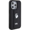Apple iPhone 15 Pro Karl Lagerfeld dėklas Gripstand Saffiano Choupette Pins (KLHCP15LGSACHPK) juodos spalvos