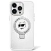 Apple iPhone 15 Pro Karl Lagerfeld dėklas Ring Stand Choupette Head MagSafe (KLHMP15LHMRSCHH) baltos spalvos