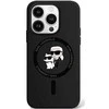 Karl Lagerfeld dėklas skirtas Apple iPhone 15 Pro compatible with MagSafe KLHMP15LSCMKCRHK (Silicone KC Body Ring) juodos spalvos