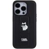 Apple iPhone 15 Pro Karl Lagerfeld dėklas Gripstand Saffiano Choupette Pins (KLHCP15LGSACHPK) juodos spalvos