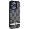 Apple iPhone 15 Pro Max DKNY dėklas odinis Checkered Mono Pattern & Printed Stripes (DKHCP15XPCPTSSK) juodos spalvos