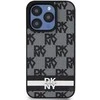Apple iPhone 15 Pro Max DKNY dėklas odinis Checkered Mono Pattern & Printed Stripes (DKHCP15XPCPTSSK) juodos spalvos