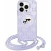 Apple iPhone 15 Pro Max Karl Lagerfeld Hardcase IML Crossbody Monogram Karl &amp; Choupette Head MagSafe (KLHMP15XHCKCKLCU) dėklas telefonui violetinės spalvos