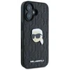 Apple iPhone 16 Karl Lagerfeld Saffiano Monogram Karl Head Pin (KLHCP16SPGKLKIPK) dėklas telefonui juodos spalvos