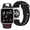 Hello Kitty apyrankė HKAWMSCHBLK Apple Watch 38/40/41mm juodos spalvos apyrankė Silicone Kitty Head
